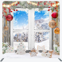 Lofaris Gingerbread Pine Window Christmas Pillow Case Backdrop