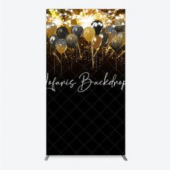 Lofaris Glamorous Black Gold Silver Glitter Balloons Fireworks Rectangle Arch Backdrop Elegant Birthday Party Decoration
