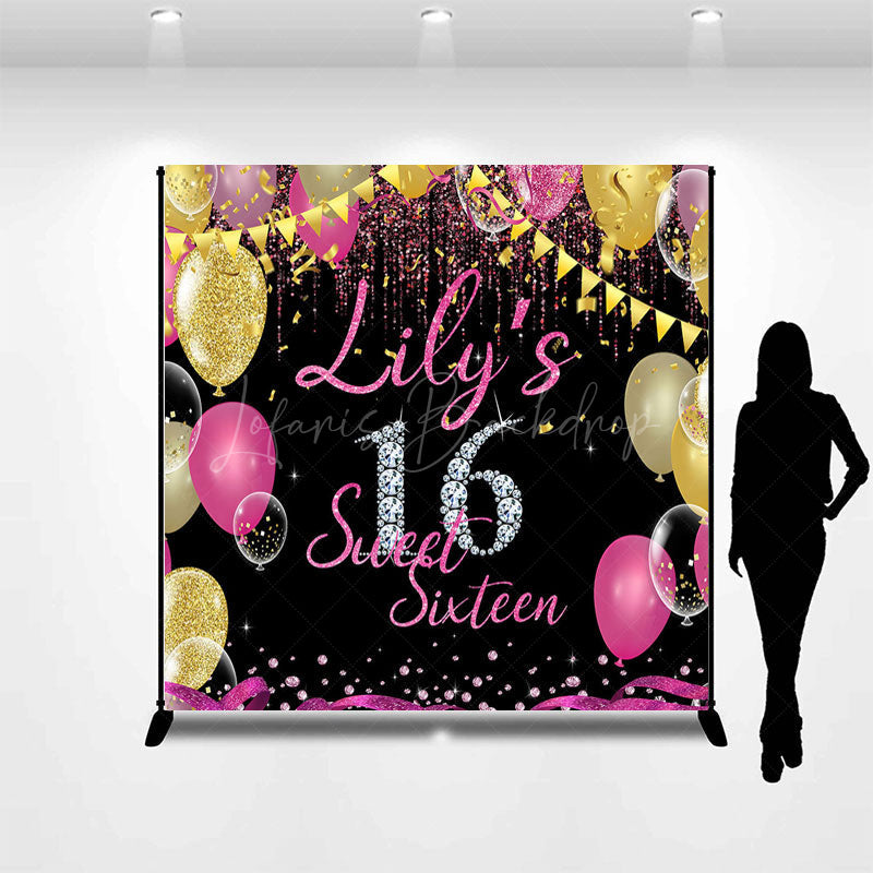 Lofaris Glitter Balloon Custom Sweet 16 Birthday Backdrop