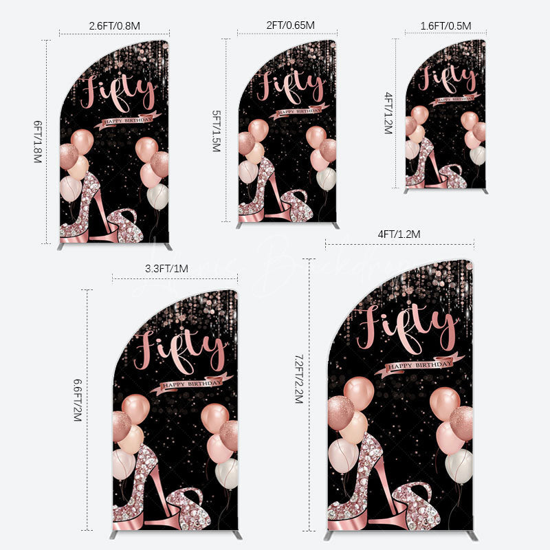 Lofaris Glitter Balloon High Heel Birthday Half Moon Arch Backdrop