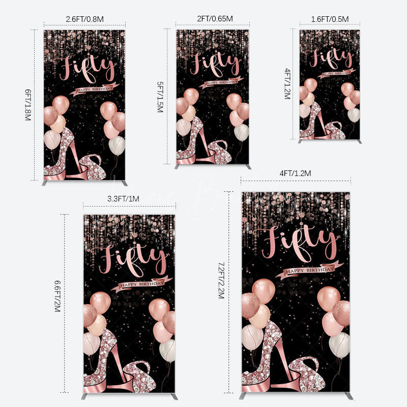 Lofaris Glitter Balloon High Heel Birthday Rectangle Backdrop