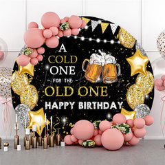 Lofaris Glitter Balloon Lights Round Happy Birthday Backdrop