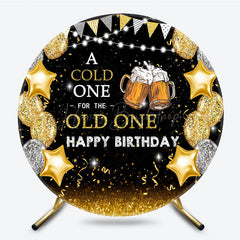 Lofaris Glitter Balloon Lights Round Happy Birthday Backdrop