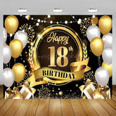 Lofaris Glitter Balloons Happy 18th Birthday Backdrop For Men Elegant Party Decor Event Photo Prop