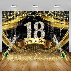 Lofaris Glitter Balloons Happy 18th Birthday Backdrop For Men Elegant Party Decor Event Photo Prop