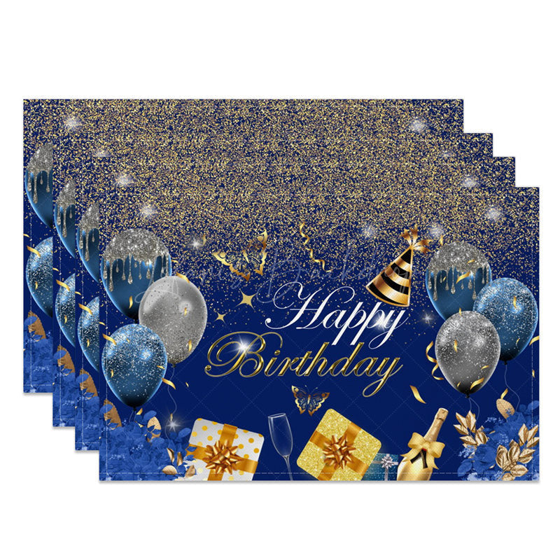 Lofaris Glitter Balloons Happy Birthday Set of 4 Placemats