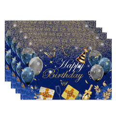 Lofaris Glitter Balloons Happy Birthday Set of 4 Placemats