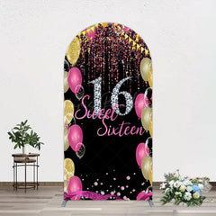 Lofaris Glitter Balloons Sweet 16 Birthday Arch Backdrop