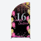 Lofaris Glitter Balloons Sweet 16 Birthday Half Moon Arch Backdrop
