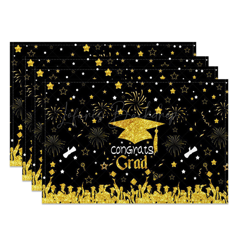 Lofaris Glitter Black And Gold Graduate Set of 4 Placemats
