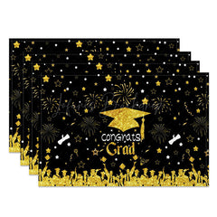 Lofaris Glitter Black And Gold Graduate Set of 4 Placemats