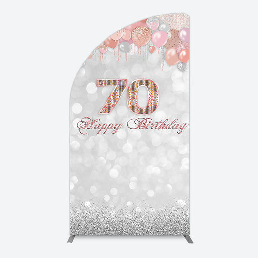 Lofaris Glitter Bokeh Balloons Happy Birthday Half Moon Arch Backdrop