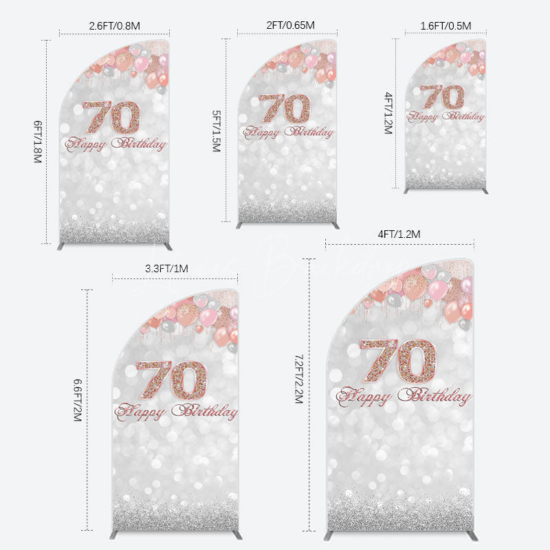 Lofaris Glitter Bokeh Balloons Happy Birthday Half Moon Arch Backdrop