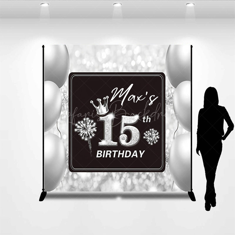 Lofaris Glitter Bokeh Black Grey Balloon Birthday Backdrop