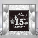 Lofaris Glitter Bokeh Black Grey Balloon Birthday Backdrop