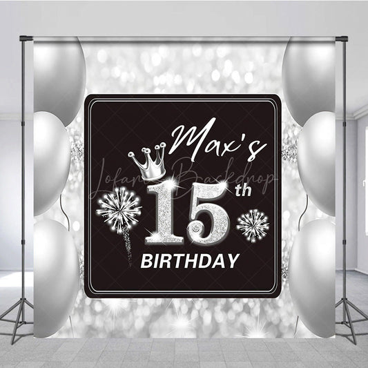 Lofaris Glitter Bokeh Black Grey Balloon Birthday Backdrop