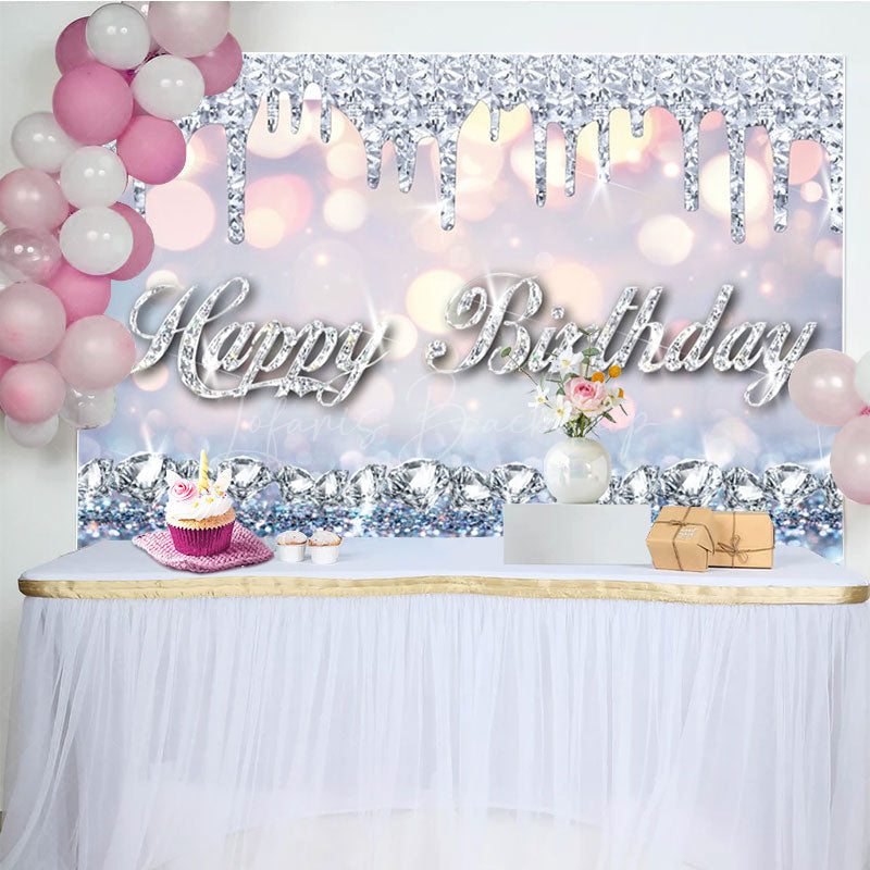 Lofaris Glitter Bokeh Diamonds Queen Happy Birthday Backdrop
