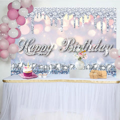 Lofaris Glitter Bokeh Diamonds Queen Happy Birthday Backdrop