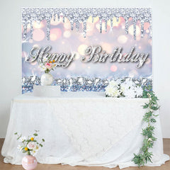 Lofaris Glitter Bokeh Diamonds Queen Happy Birthday Backdrop