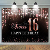 Lofaris Glitter Bokeh Light Lines Sweet 16 Birthday Backdrop