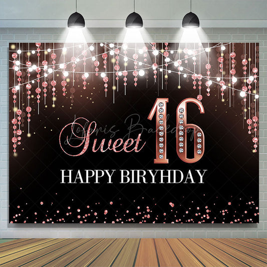 Lofaris Glitter Bokeh Light Lines Sweet 16 Birthday Backdrop