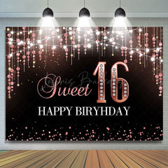 Lofaris Glitter Bokeh Light Lines Sweet 16 Birthday Backdrop