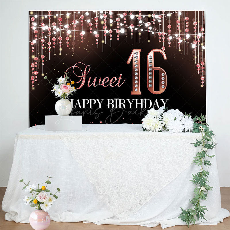Lofaris Glitter Bokeh Light Lines Sweet 16 Birthday Backdrop