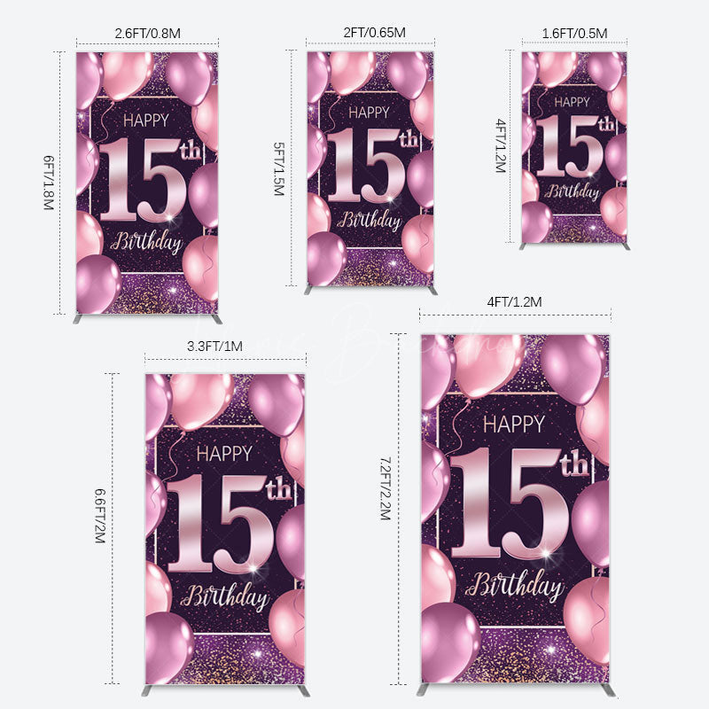 Lofaris Glitter Bokeh Sweet 15th Birthday Rectangle Backdrop