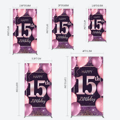 Lofaris Glitter Bokeh Sweet 15th Birthday Rectangle Backdrop