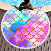 Lofaris Glitter Colorful Mermaid Style Round Beach Towel