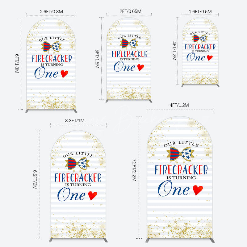 Lofaris Glitter Firecracker Holiday Birthday Arch Backdrop