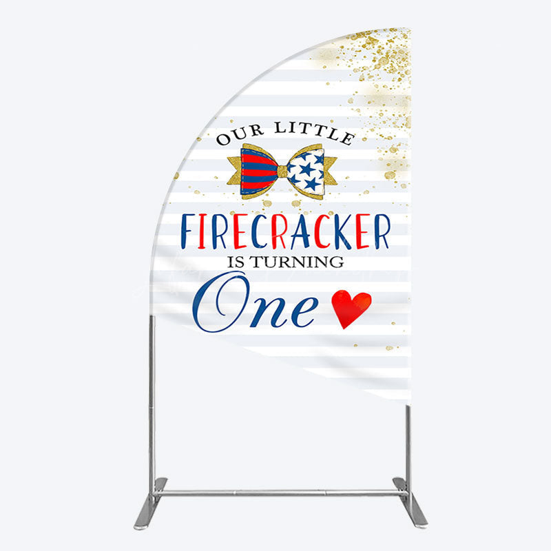 Lofaris Glitter Firecracker Holiday Birthday Half Moon Arch Backdrop