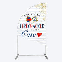 Lofaris Glitter Firecracker Holiday Birthday Half Moon Arch Backdrop