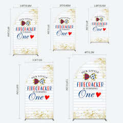 Lofaris Glitter Firecracker Holiday Birthday Half Moon Arch Backdrop