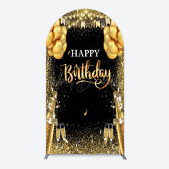 Lofaris Glitter Gold Balloon Flag Bokeh Black Arch Backdrop