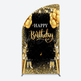 Lofaris Glitter Gold Balloon Flag Bokeh Black Half Moon Arch Backdrop