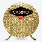Lofaris Glitter Gold Casino Theme Circle Birthday Backdrop