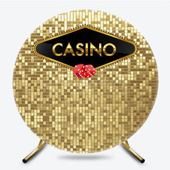Lofaris Glitter Gold Casino Theme Circle Birthday Backdrop