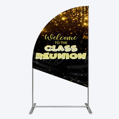 Lofaris Glitter Gold Class Reunion Anniversary Half Moon Arch Backdrop