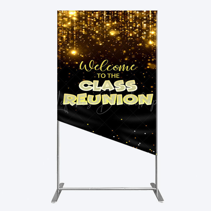 Lofaris Glitter Gold Class Reunion Anniversary Rectangle Backdrop