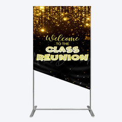 Lofaris Glitter Gold Class Reunion Anniversary Rectangle Backdrop