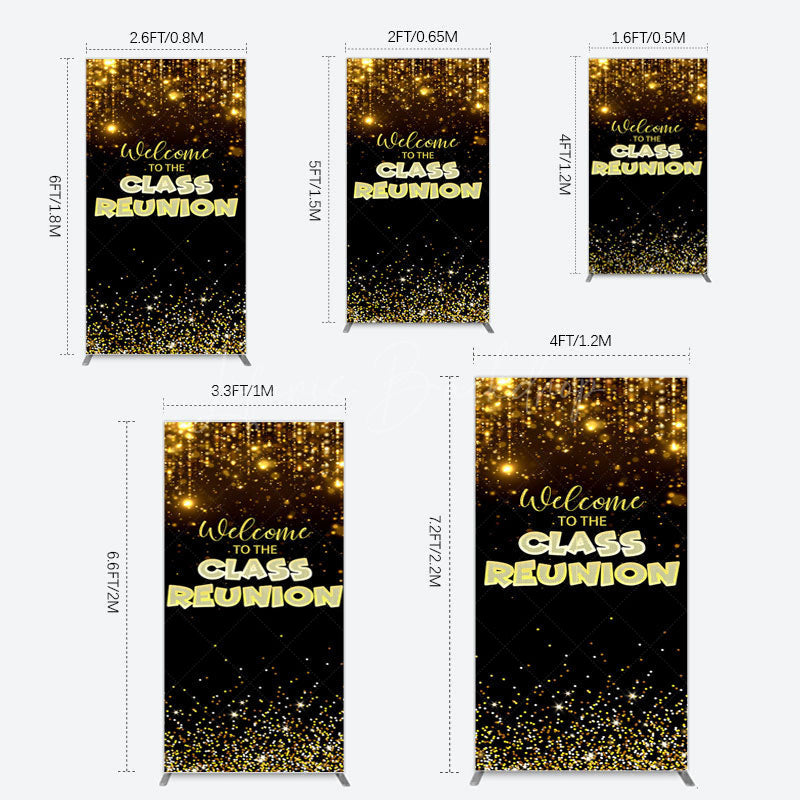 Lofaris Glitter Gold Class Reunion Anniversary Rectangle Backdrop