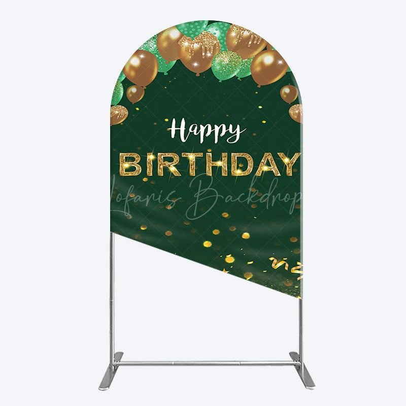 Lofaris Glitter Gold Green Balloons Birthday Arch Backdrop