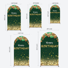 Lofaris Glitter Gold Green Balloons Birthday Arch Backdrop