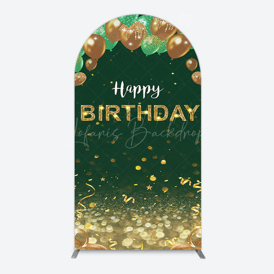 Lofaris Glitter Gold Green Balloons Birthday Arch Backdrop