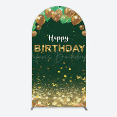 Lofaris Glitter Gold Green Balloons Birthday Arch Backdrop