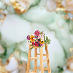 Lofaris Glitter Gold Green Marbling Photography Backdrop