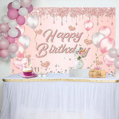 Lofaris Glitter Heart Balloon Gifts Happy Birthday Backdrop