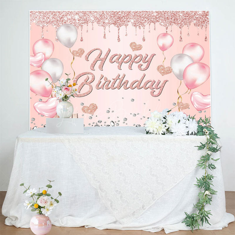 Lofaris Glitter Heart Balloon Gifts Happy Birthday Backdrop