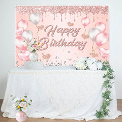 Lofaris Glitter Heart Balloon Gifts Happy Birthday Backdrop